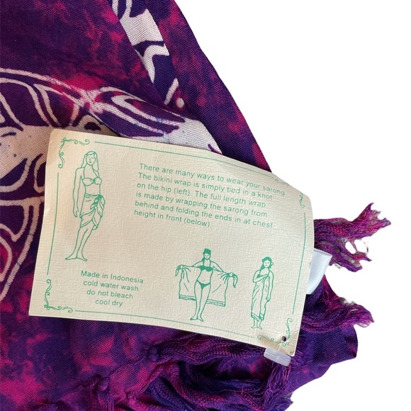 NWT Beach Saraong by Alii Hawaii Purple and Pink with Palm Trees and Floral - Picture 2 of 3